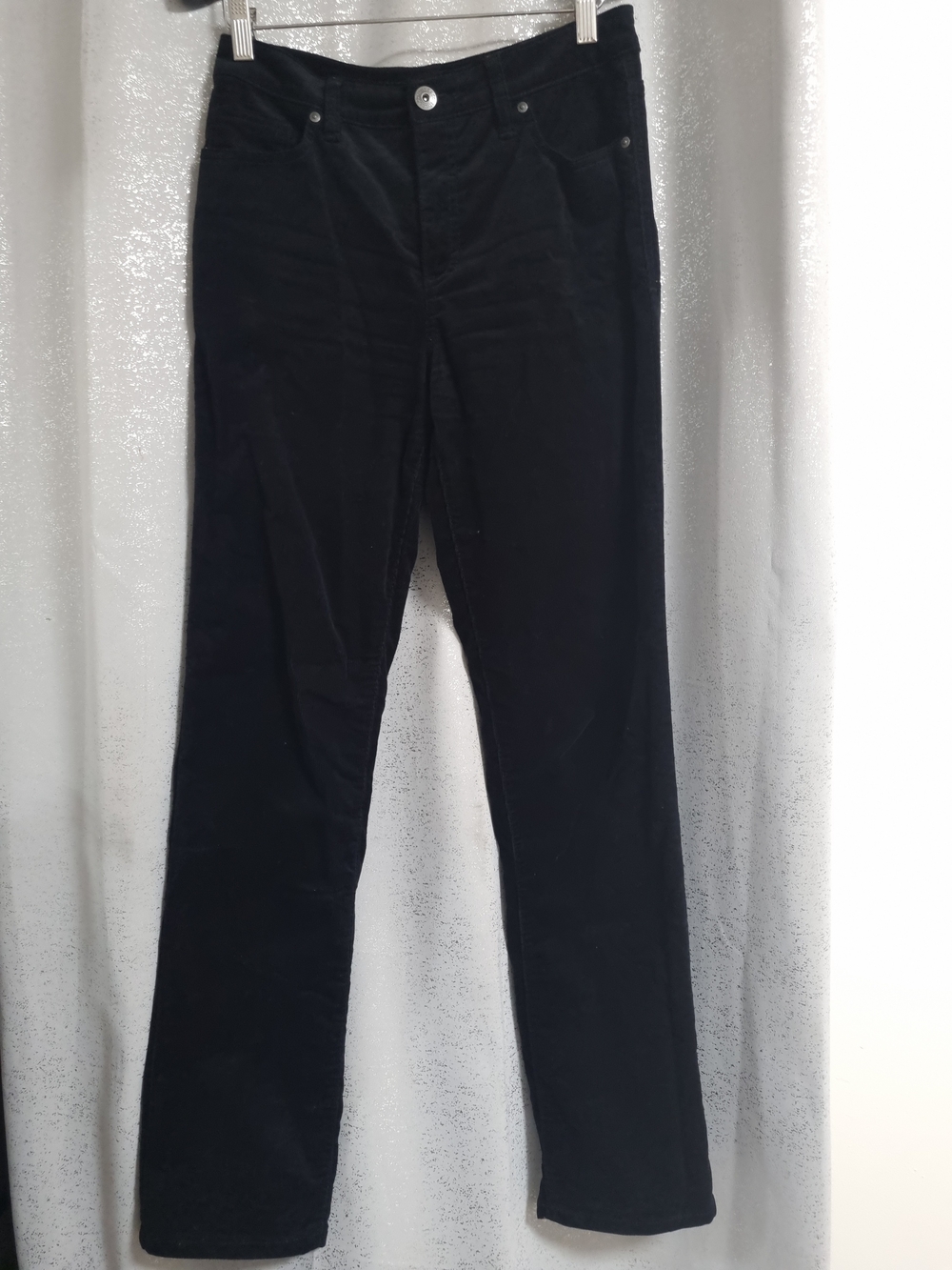 Style & Co Black Corduroy Straight Leg Pants Size 4 Stretch Mid Rise